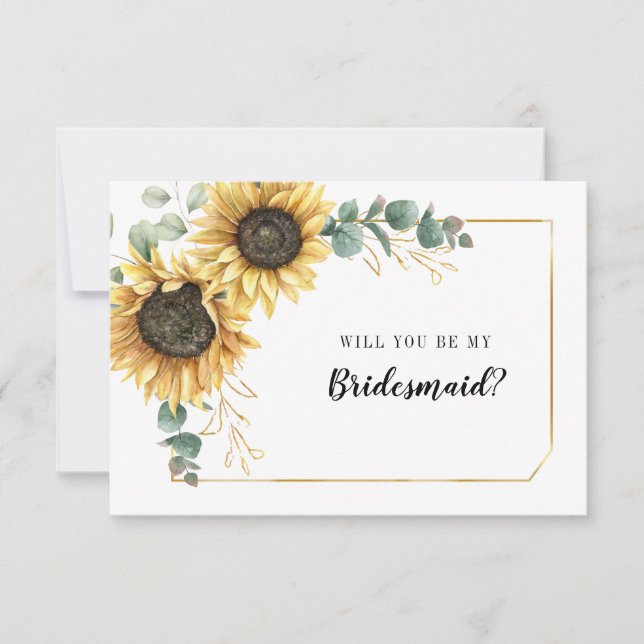Convite Floral Sunflower Eucalyptus É Minha Placa De Bride (Frente)