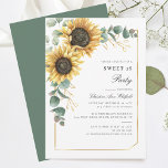 Convite Floral Sunflower Eucalyptus Sweet 16 Party<br><div class="desc">O Convite de aniversário Eucalyptus Sunflower Script Sweet 16 pode ser facilmente personalizado com os detalhes da festa surpresa clicando no botão "Personalizar". Apresentando um brilho amarelo floral e verde suculente com uma estrutura geométrica de folha de ouro e tipografia moderna</div>