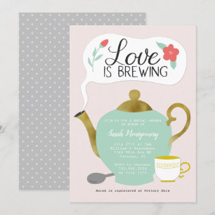 Convite Floral Tea Party Love Is Breaking