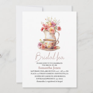 Convite Floral Terracotta Boho Tea Party Chá de panela