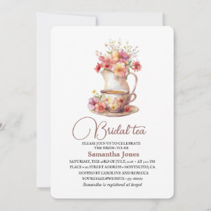 Convite Floral Terracotta Boho Tea Party Chá de panela