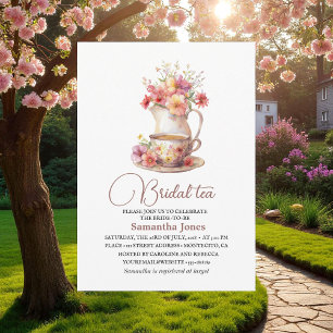 Convite Floral Terracotta Boho Tea Party Chá de panela