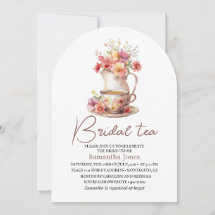 Convite Floral Terracotta Boho Tea Party Chá de panela