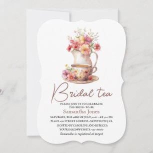 Convite Floral Terracotta Boho Tea Party Chá de panela
