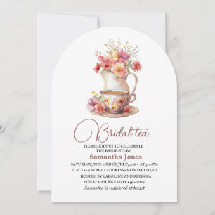 Convite Floral Terracotta Boho Tea Party Chá de panela