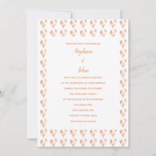 Convite Floral Terracotta Orange Pattern Casamento Simples