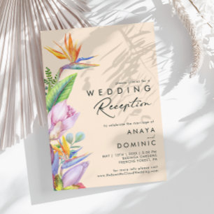 Convite Floral Tropical Colorido   Recepção de Casamento C