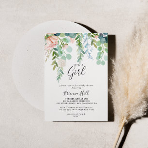 Convite Floral Tropical É um Chá de fraldas de Garota