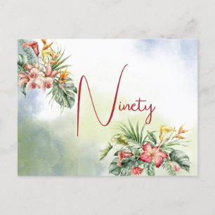 Convite Floral Tropical para Aniversário de 90 Ano