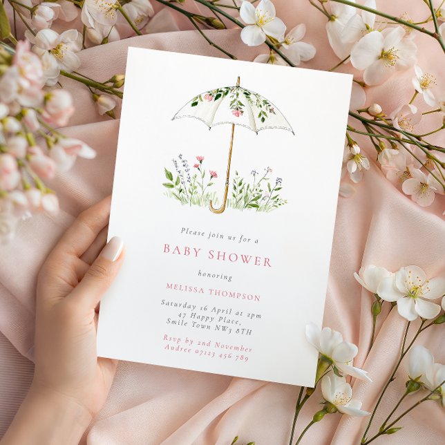 Convite Floral Umbrella Spring Baby Shower (Criador carregado)