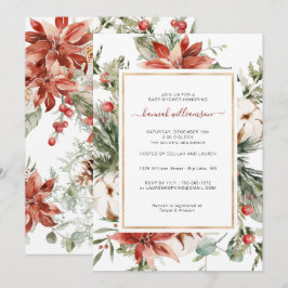 Convite Floral Verde de Inverno | Chás de Bebê de Natal