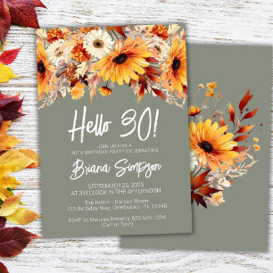 Convite Floral Verde para Aniversário de 30 Anos n