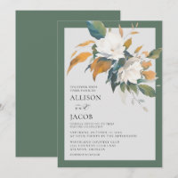 Convite Floral Verde para Casamento Elegante White