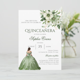 Convite Floral Verde Quinze Anos