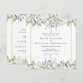 Convite Floral Verde Tudo Em Um Quadrado Casamento