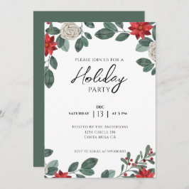 Convite Floral Verde Vermelho do Partido das Férias