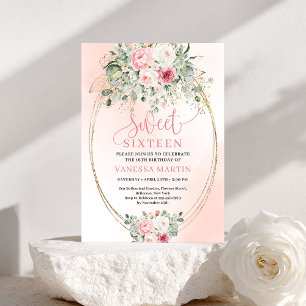 Convite Floral Verdejante com Tom de Blush para Sw