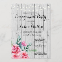 Convite Floral Vermelho Chá festa de noivado Russo