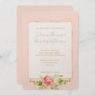 Convite Floral Vermelho Cor-de-rosa