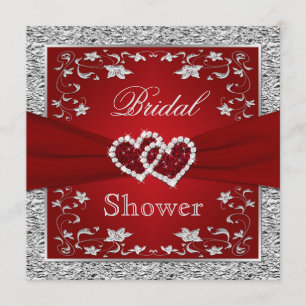 Convite Floral vermelho e prateado, Chá de panela de cora