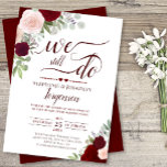 Convite Floral Vermelho e Rosa Brilhante Ainda Fazemos Ren<br><div class="desc">Este belo convite para renovação de promessas de casamento apresenta um design bólus rústico com rosas de aquarelas pintadas manualmente em tons de burgundy, vermelho e rosa-pincel. O texto diz "nós ainda fazemos" e é escrito em elegante escrita caligrafia. É uma maneira bonita de convidar seus amigos e família a...</div>