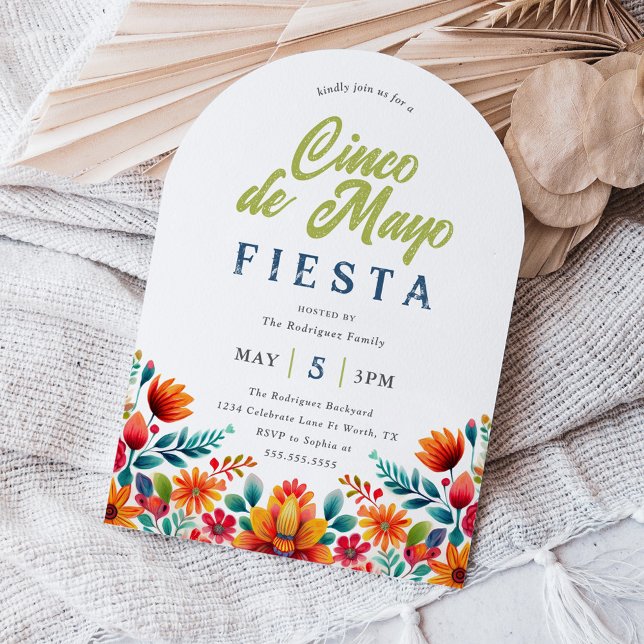 Convite Floral Vibrante para a Festa Cinco de Mayo (Criador carregado)