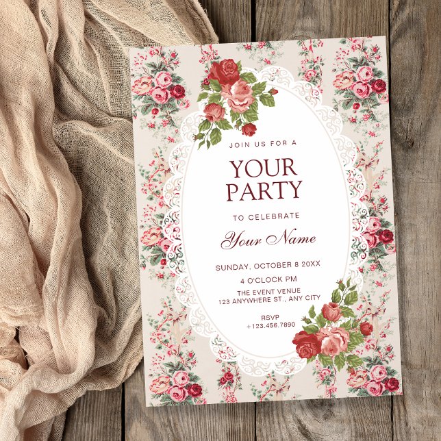 Convite Floral vintage  (Criador carregado)