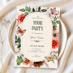 Convite Floral vintage