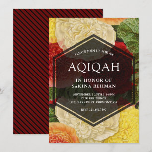 Convite Floral Vintage Bloom Geométrico Aqeeqah   Aqiqah
