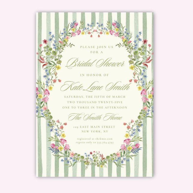 Convite Floral Vintage Bridal Shower Invitation: Editable  (Criador carregado)