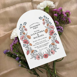 Convite Floral Vintage Engagement Party Invitation