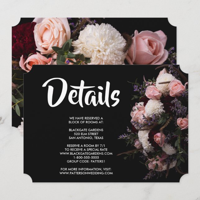 Convite Floral vintage escuro   (Frente/Verso)