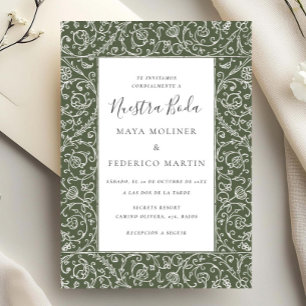 Convite Floral Vintage Verde Nossa Noiva Casamento