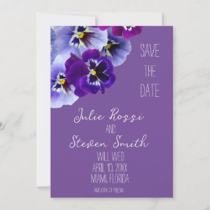 Convite Floral Violeta Pensamento Save the Date
