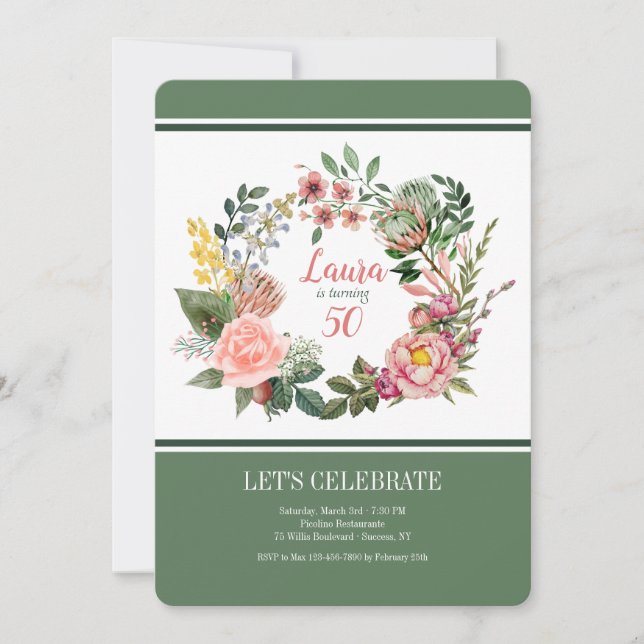 Convite Floral Vitoriano Wreath (Frente)