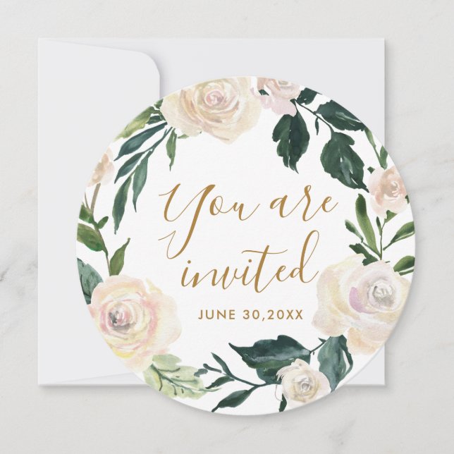 Convite Floral, você é a festa de bênção da mãe convidada (Frente)