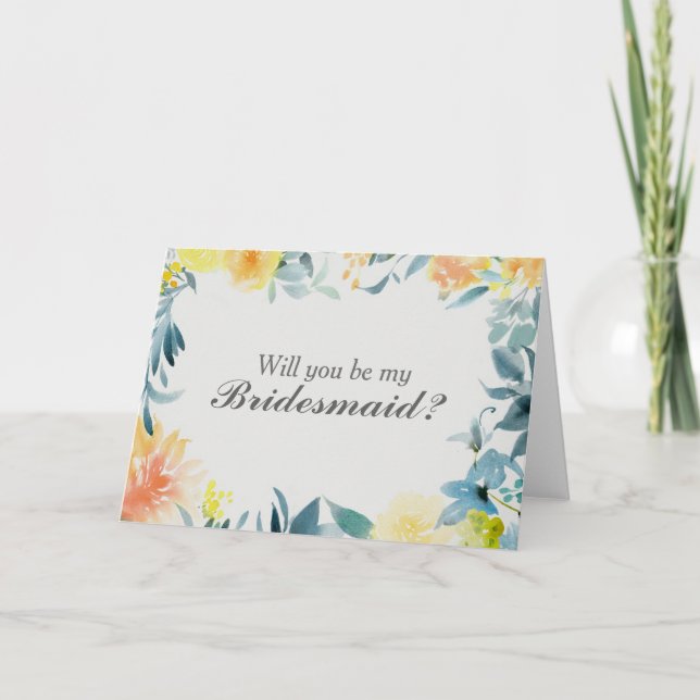Convite Floral Você Será Minha Carta De Bridesmaid (Frente)