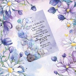 Convite Floral Watercolor Baby Boy Shower Invitation