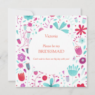Convite Floral Watercolor Be My Bridesmaid