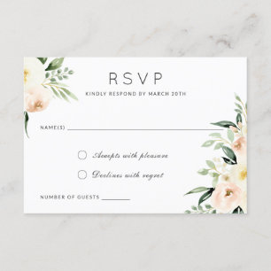 Convite Floral Watercolor Blush Peach Verde Moderno