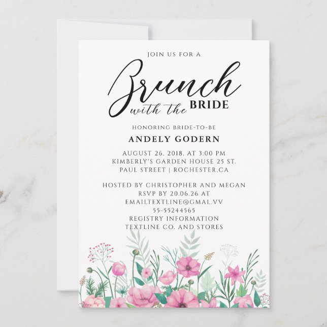 Convite Floral Watercolor Bridal Shower (Frente)