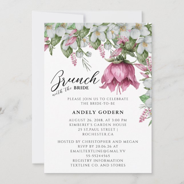 Convite Floral Watercolor Bridal Shower (Frente)