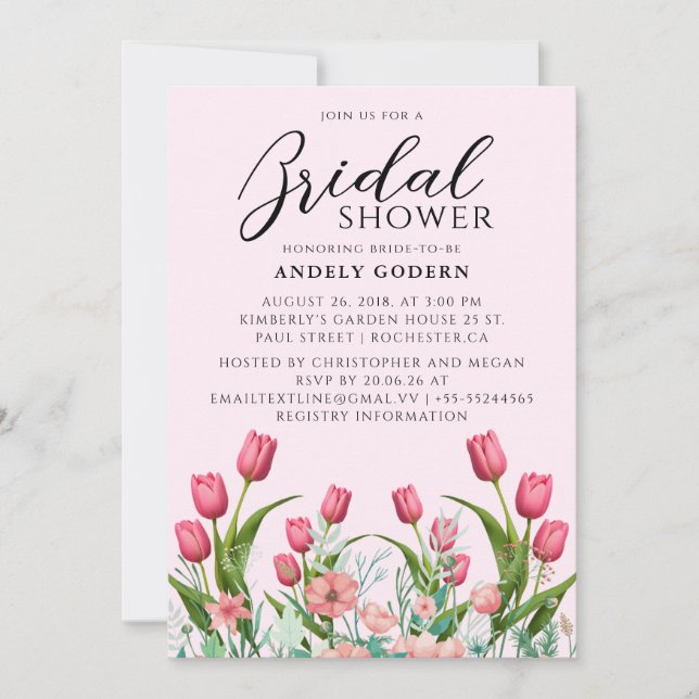 Convite Floral Watercolor Bridal Shower (Frente)
