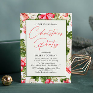 Convite Floral Watercolor do Partido do Natal Corporativo
