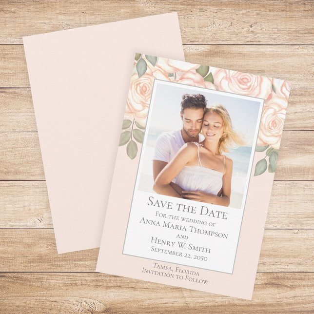 Convite Floral Watercolor Greenery Salvar a Data Coral (Criador carregado)