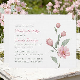 Convite Floral Watercolor Pink Sage Bachelorette Party