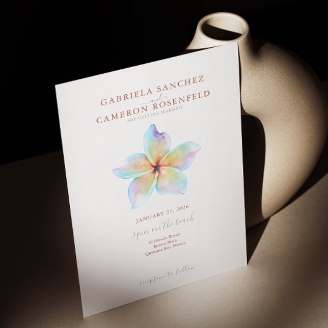Convite Floral Watercolor Plumeria Terracotta Wedding (Criador carregado)