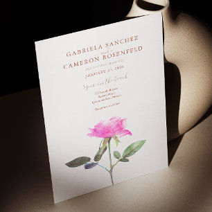 Convite Floral Watercolor Rosa Terracotta Wedding