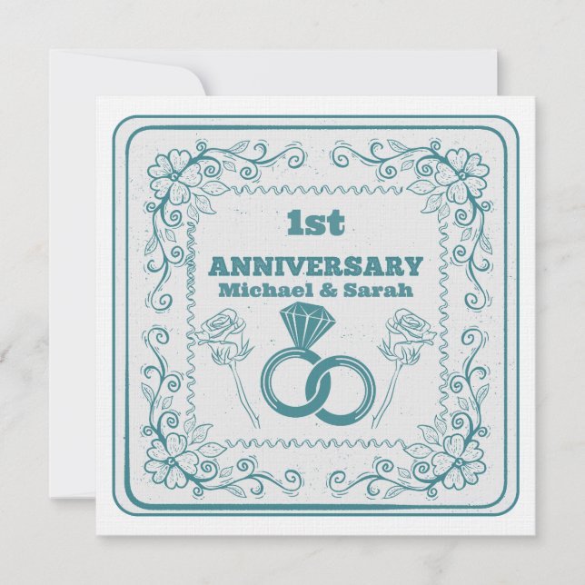 Convite Floral wedding Anniversary Customizable year (Frente)