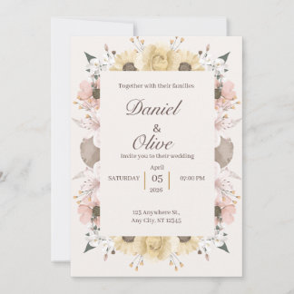 Convite Floral Wedding Invitation Elegant Design